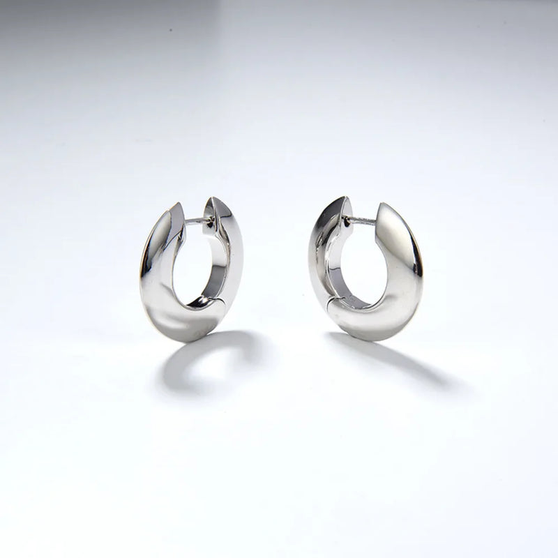 Vintage Hoop Earrings 925 Silver 18K Plated Women's Fine Jewelry