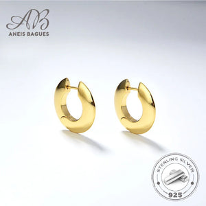 Vintage Hoop Earrings 925 Silver 18K Plated Women's Fine Jewelry
