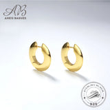 Vintage Hoop Earrings 925 Silver 18K Plated Women's Fine Jewelry