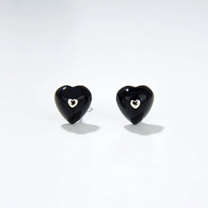 Heart Shaped Agate Stone 925 Silver Earrings Women Fine Jewelry