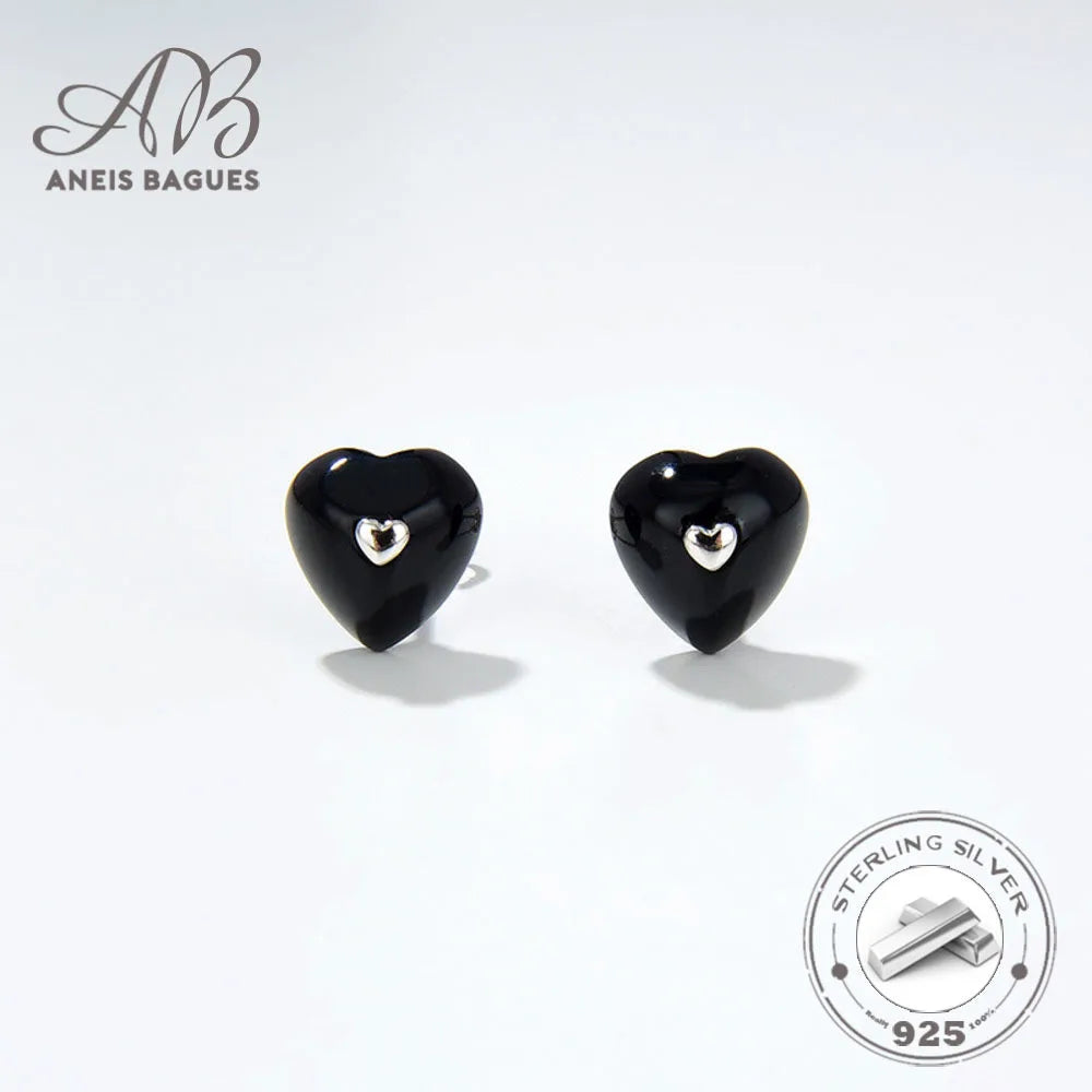 Heart Shaped Agate Stone 925 Silver Earrings Women Fine Jewelry