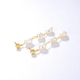 Vintage 925 Silver 18K Plated Baroque Pearl Drop Earrings Wedding Jewelry