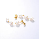 Vintage 925 Silver 18K Plated Baroque Pearl Drop Earrings Wedding Jewelry