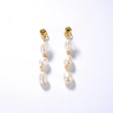 Vintage 925 Silver 18K Plated Baroque Pearl Drop Earrings Wedding Jewelry