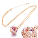 Women's Flower Ball Necklace with Multicolor Crystal & Stainless Steel Chain