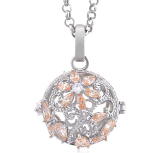 Women's Flower Ball Necklace with Multicolor Crystal & Stainless Steel Chain