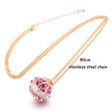 Women's Flower Ball Necklace with Multicolor Crystal & Stainless Steel Chain