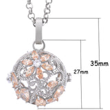 Women's Flower Ball Necklace with Multicolor Crystal & Stainless Steel Chain