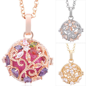 Women's Flower Ball Necklace with Multicolor Crystal & Stainless Steel Chain