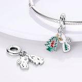 Angel Christmas Tree Elk Silver Enamel Beads Dangle Charm for Bracelet Necklace