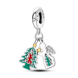 Angel Christmas Tree Elk Silver Enamel Beads Dangle Charm for Bracelet Necklace