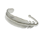 Angel Feather Textured Leaf Metal Open Bracelet Bangle Cuff Vintage