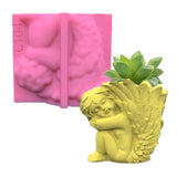 Silicone Angel Flower Pot Mold for Candle Soap Plaster Fondant Chocolate