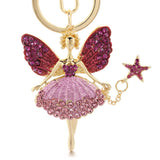 Angel Girl Rhinestone Crystal Keychain Enamel Keyring for Car
