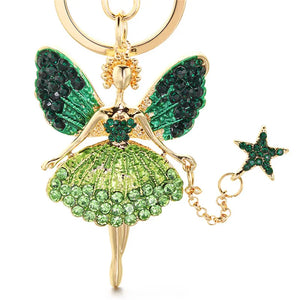 Angel Girl Rhinestone Crystal Keychain Enamel Keyring for Car