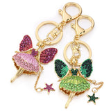 Angel Girl Rhinestone Crystal Keychain Enamel Keyring for Car