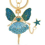 Angel Girl Rhinestone Crystal Keychain Enamel Keyring for Car