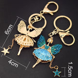 Angel Girl Rhinestone Crystal Keychain Enamel Keyring for Car