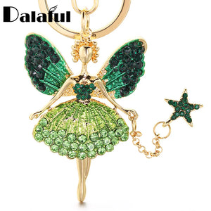 Angel Girl Rhinestone Crystal Keychain Enamel Keyring for Car