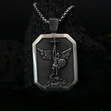 Vintage Angel Guardian Pendant Necklace for Men Stainless Steel