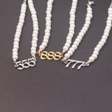 Angel Numbers Charm Pearl Bracelet 111 222 333 444 555 666 777 888 999
