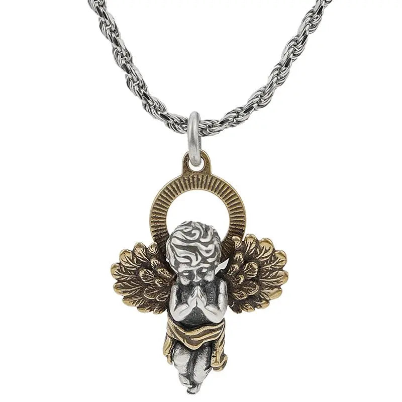 Retro Hip Hop Angel Wings Necklace Men and Women Tide Clavicle Chain