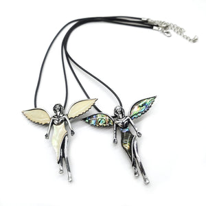 Angel Shape Zinc Alloy 60x61mm Brooch Natural Stone Abalone Shell Turquoise