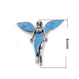 Angel Shape Zinc Alloy 60x61mm Brooch Natural Stone Abalone Shell Turquoise