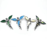 Angel Shape Zinc Alloy 60x61mm Brooch Natural Stone Abalone Shell Turquoise