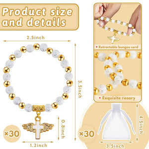 Angel Wing Bracelet Favor with Organza Bags Acrylic Baptism Favor