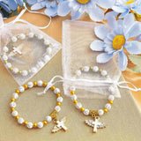 Angel Wing Bracelet Favor with Organza Bags Acrylic Baptism Favor