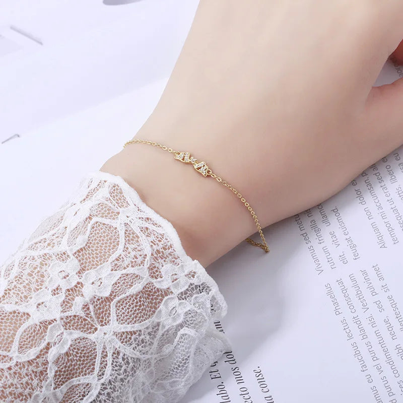 S925 Sterling Silver Angel Wing Bracelet Short Chain Diamond Accent