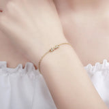 S925 Sterling Silver Angel Wing Bracelet Short Chain Diamond Accent