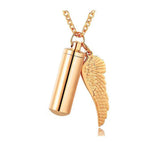 Angel Wing Charm Cylinder Memorial Urn Necklace Cremation Jewelry