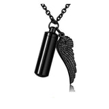 Angel Wing Charm Cylinder Memorial Urn Necklace Cremation Jewelry