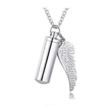 Angel Wing Charm Cylinder Memorial Urn Necklace Cremation Jewelry