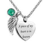 Angel Wing Charm Heart Love Crystal Urn Necklace for Ashes Cremation Jewelry