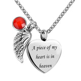 Angel Wing Charm Heart Love Crystal Urn Necklace for Ashes Cremation Jewelry