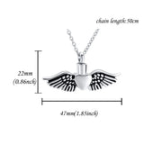 Angel Wing Cremation Jewelry Urn Necklace Stainless Steel Memorial Keepsake