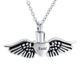 Angel Wing Cremation Jewelry Urn Necklace Stainless Steel Memorial Keepsake