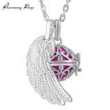 Angel Wing Harmony Ball Floating Locket Pendant Necklace Jingle Bell