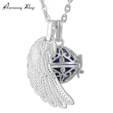 Angel Wing Harmony Ball Floating Locket Pendant Necklace Jingle Bell