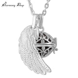 Angel Wing Harmony Ball Floating Locket Pendant Necklace Jingle Bell