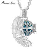 Angel Wing Harmony Ball Floating Locket Pendant Necklace Jingle Bell