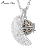 Angel Wing Harmony Ball Floating Locket Pendant Necklace Jingle Bell