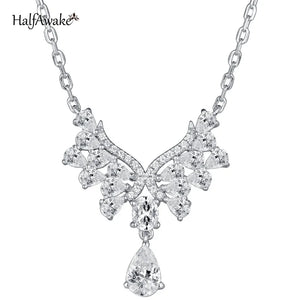 Angel Wing Moissanite Necklace Silver Chain Pendant