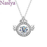 Moissanite Angel Wing Necklace 925 Silver Crown Pendant