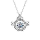 Moissanite Angel Wing Necklace 925 Silver Crown Pendant
