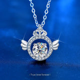 Angel Wing Mosan Diamond Necklace 925 Sterling Silver Platinum Collar Chain
