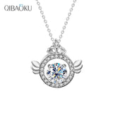 Angel Wing Mosan Diamond Necklace 925 Sterling Silver Platinum Collar Chain